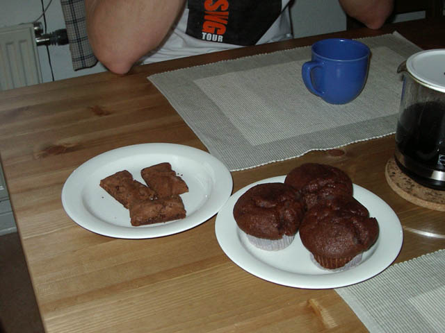 Between meals. Muffins and brownies.