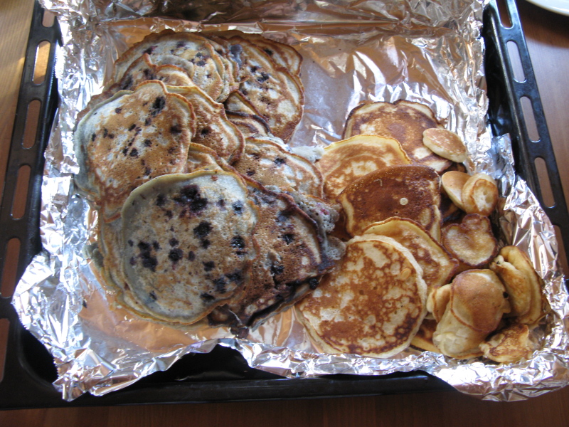 American pancakes. With and without blueberries.