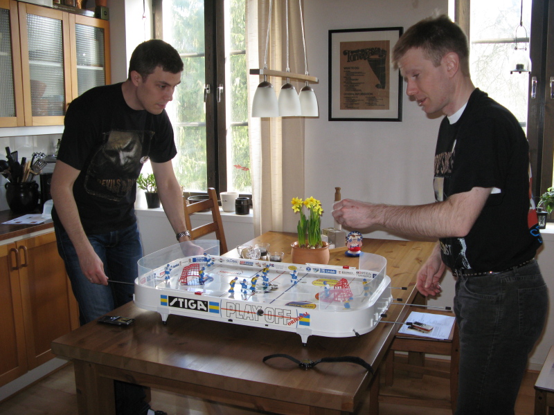 The first match in the the Table Hockey tournament