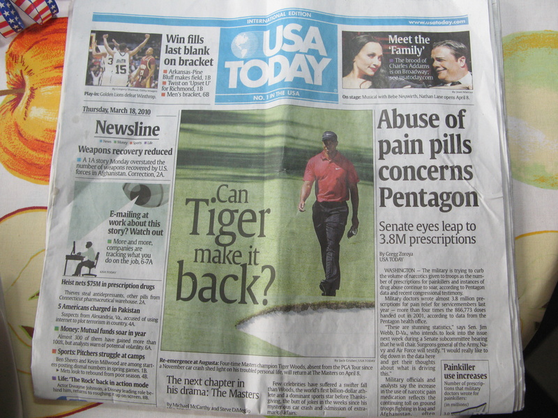 "....on the cover of the USA Today...."