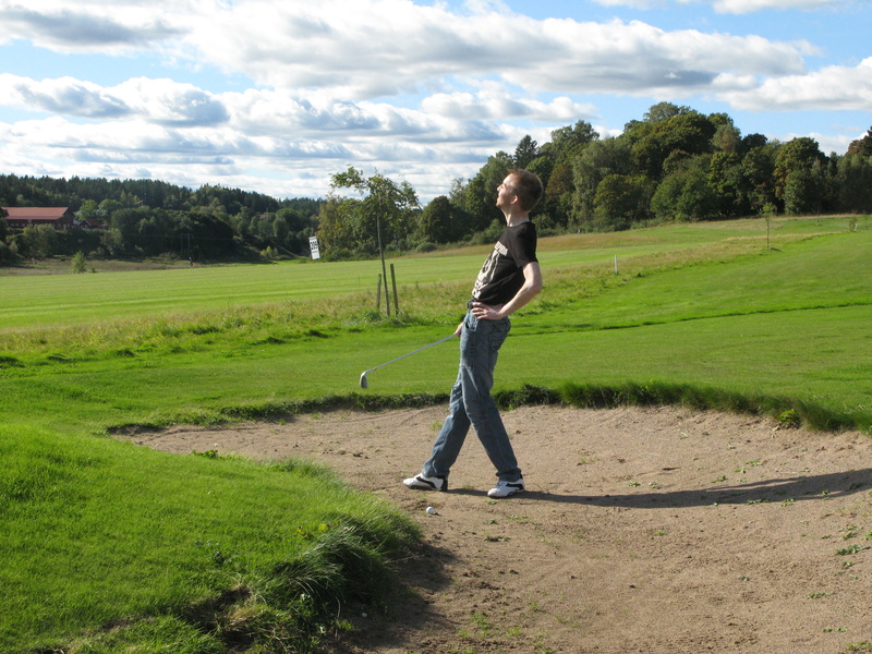 Where did the ball go? - Hey, look in the bunker. It's still there :-)
