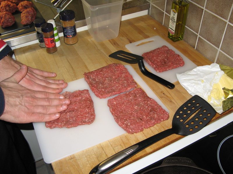 Making square shaped burgers.....