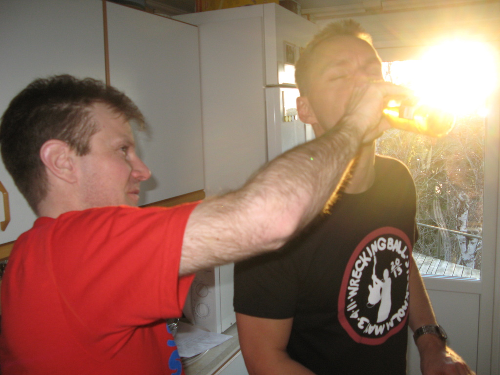 Beer drinking team work